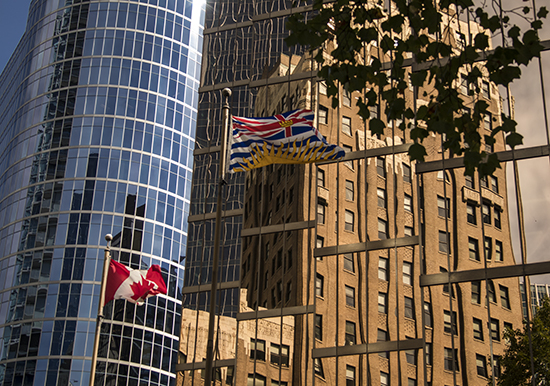 Rascacielos, reflejos, Vancouver, Canadá