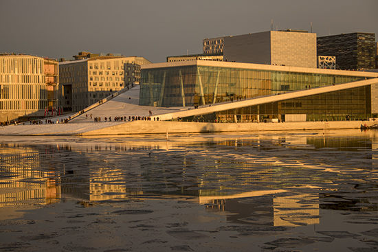 atardecer en Oslo en enero