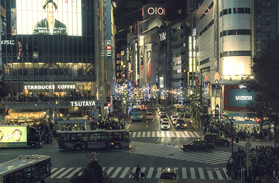 cruce de shibuya de noche