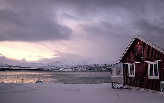 Paisaje nevado en Tromso