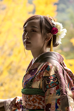 kimonos en Miyajima Japon