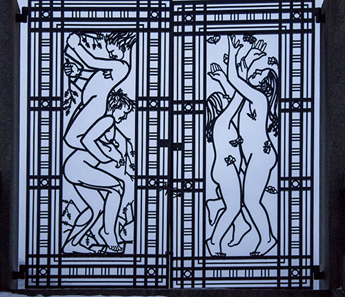 vidriera en blanco y negro Vigeland