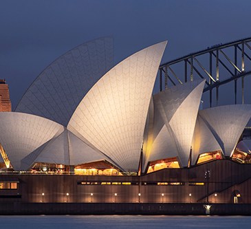 detalle opera house sydney de noche