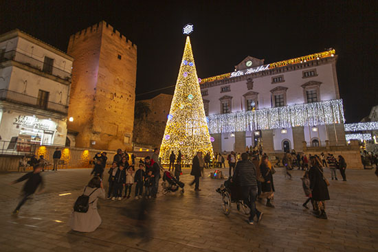 Plaza Mayor de Cáceres en Navidad