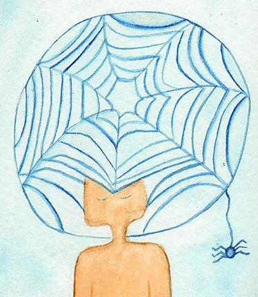 Ilustración acuarela Te cuento de viajes, la red, internet.